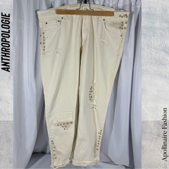 ANTHROPOLOGIE BY PILCRO MID RISE SLIM BOYFRIEND JEANS METALLIC WASH NWT SIZE 33 - Picture 8 of 10